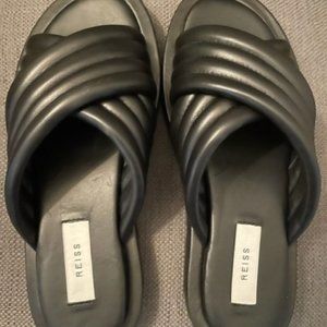 Reiss Blair Black Leather Slides